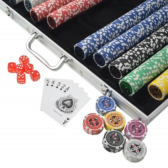 vidaXL Set da Poker con 1000 Chips Laser Alluminio - 5