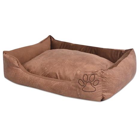 vidaXL Cuccia per Cani con Cuscino Imbottito Pelle Sintetica Taglia M Beige - 2