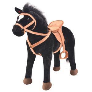 vidaXL Cavallo in Piedi Giocattolo Peluche Nero