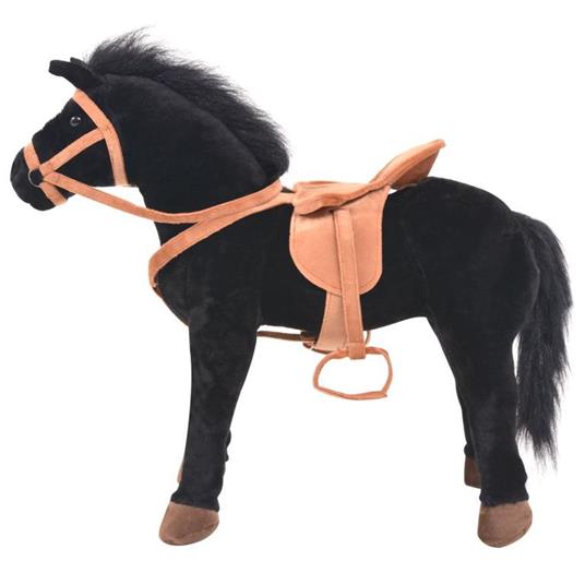 vidaXL Cavallo in Piedi Giocattolo Peluche Nero - 2