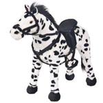 vidaXL Giocattolo Cavallo di Peluche Nero e Bianco XXL