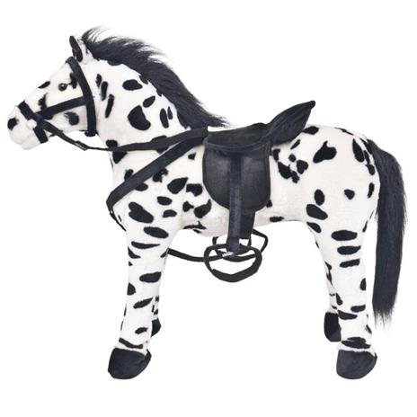 vidaXL Giocattolo Cavallo di Peluche Nero e Bianco XXL - 2