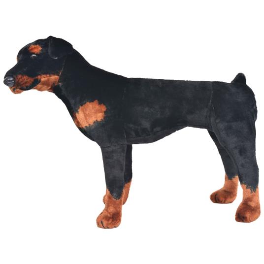 vidaXL Cane Rottweiler in Peluche in Piedi Nero e Marrone XXL - 3