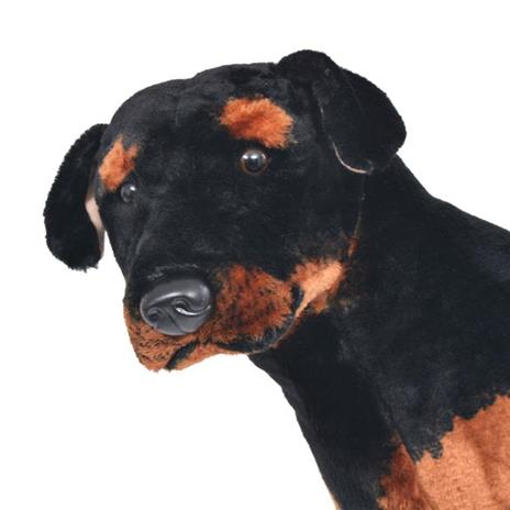 vidaXL Cane Rottweiler in Peluche in Piedi Nero e Marrone XXL - 4
