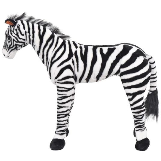 vidaXL Zebra in Peluche in Piedi Nera e Bianca XXL - 2