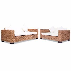 vidaXL 15 Pz Set Sofa in Rattan Naturale