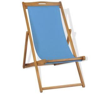 vidaXL Sedia a Sdraio in Legno di Teak 56x105x96 cm Blu - 2