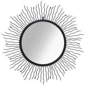 vidaXL Specchio da Parete con Cornice a Raggiera 80 cm Nero