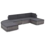 vidaXL Set Divani da Giardino 6 pz con Cuscini in Polyrattan Grigio