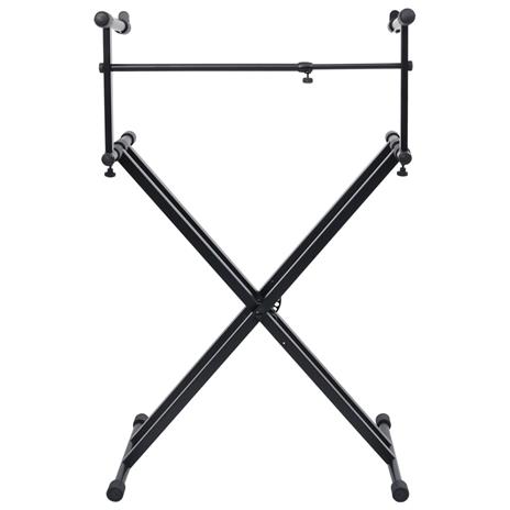 vidaXL Supporto per Tastiera Musicale a Doppia Staffa a X Nero - 2