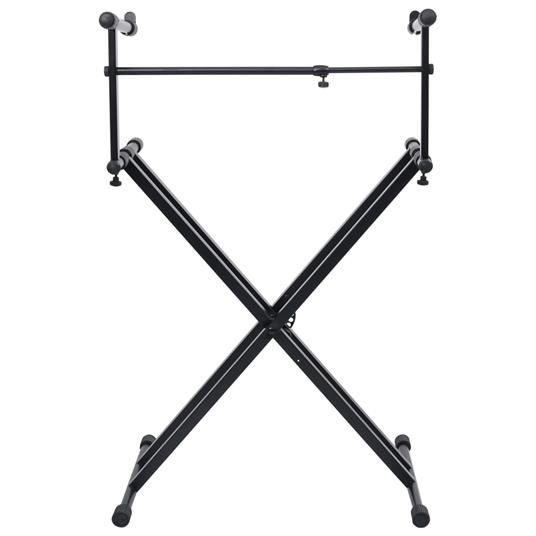 vidaXL Supporto per Tastiera Musicale a Doppia Staffa a X Nero - 2