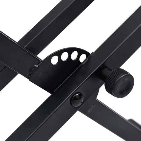 vidaXL Supporto per Tastiera Musicale a Doppia Staffa a X Nero - 3