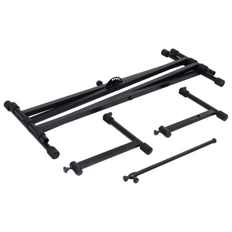 vidaXL Supporto per Tastiera Musicale a Doppia Staffa a X Nero - 4