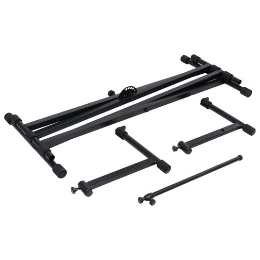 vidaXL Supporto per Tastiera Musicale a Doppia Staffa a X Nero - 4