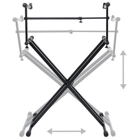 vidaXL Supporto per Tastiera Musicale a Doppia Staffa a X Nero - 5
