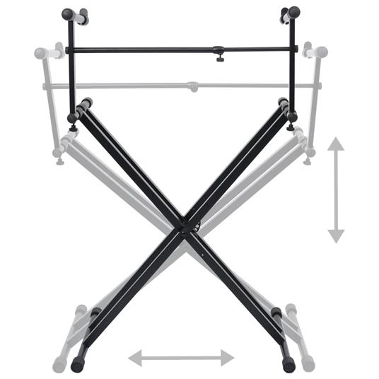 vidaXL Supporto per Tastiera Musicale a Doppia Staffa a X Nero - 5