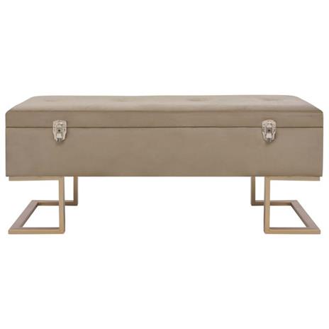 vidaXL Panca con Vano Portaoggetti 105 cm Beige in Velluto - 3