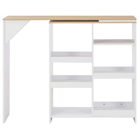 vidaXL Tavolo da Bar con Scaffale Mobile Bianco 138x40x120 cm - 3