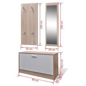 vidaXL Scarpiera in Legno Set 3 in 1 Rovere e Bianco - 5