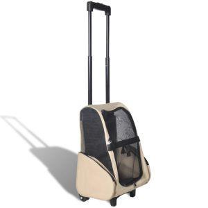 vidaXL Trolley Trasportino per Animali Pieghevole Multifunzione Beige