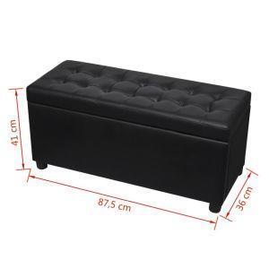 vidaXL Sgabello con Contenitore in Pelle Artificiale Nero - 5