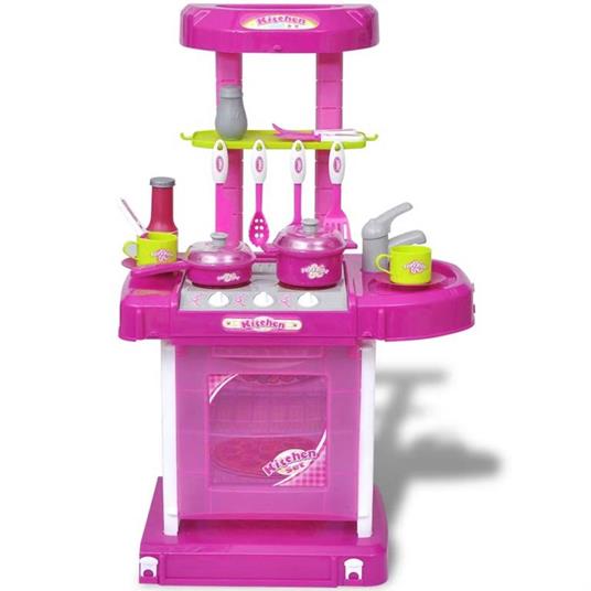 vidaXL Cucina Giocattolo per Bambini con Effetti Luce/Suoni Rosa - 2