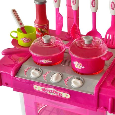 vidaXL Cucina Giocattolo per Bambini con Effetti Luce/Suoni Rosa - 3