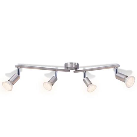 vidaXL Lampada da Soffitto con 4 Faretti a LED in Nichel Satinato - 2