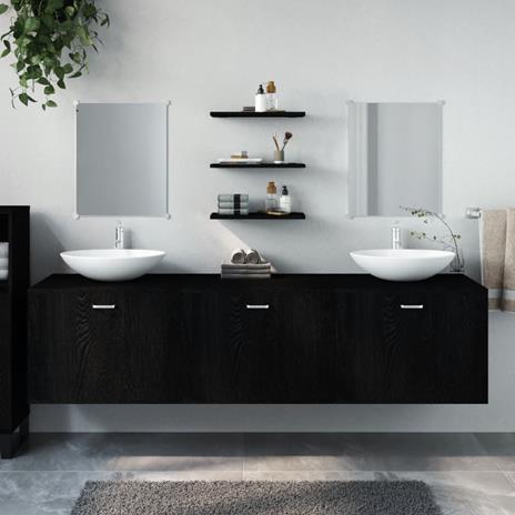 vidaXL Set Mobili da Bagno 6 pz Nero in Legno Multistrato