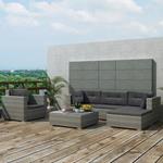 vidaXL Set Divani da Giardino 6 pz con Cuscini in Polyrattan Grigio