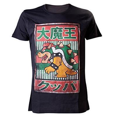 T-Shirt Nintendo. Black. Bowser Kanji Mens T-shirt