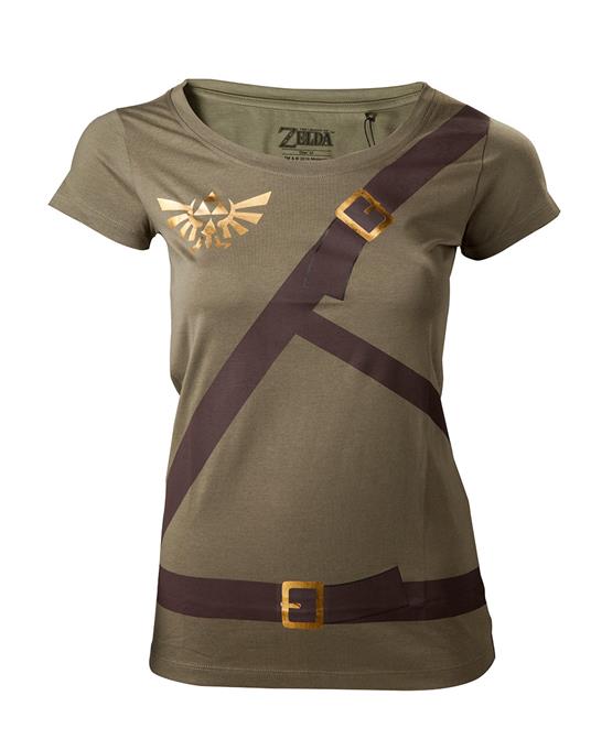T-Shirt Donna Tg. XL Nintendo. Zelda Link Belt Green
