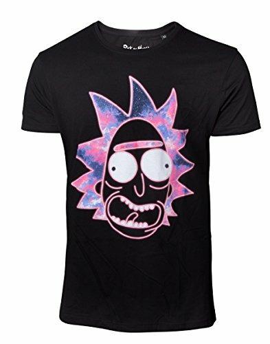 T-Shirt Unisex Tg. XL Rick & Morty. Neon Rick Black