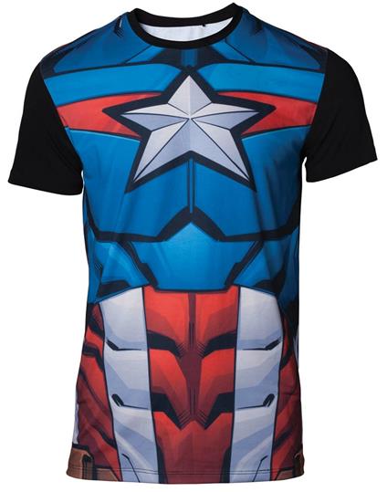 T-Shirt Unisex Tg. 2XL Marvel. Sublimated Captain America Multicolor