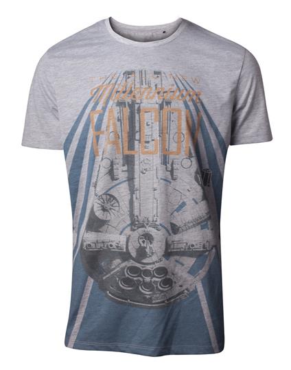 T-Shirt Unisex Tg. M Star Wars. Han Solo The New Millennium Falcon Grey