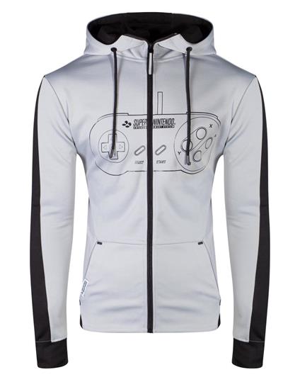 Felpa Con Cappuccio Unisex Tg. L. Nintendo: Super Nintendo Grey