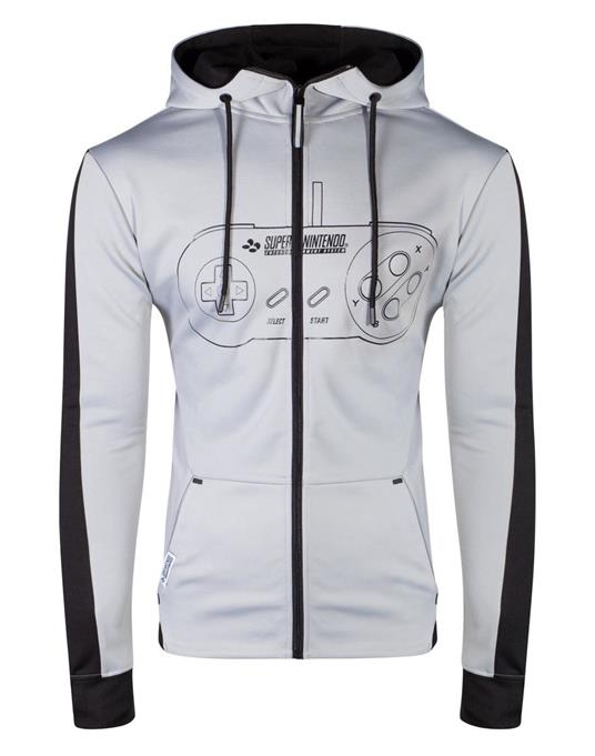 Felpa Con Cappuccio Unisex Tg. L. Nintendo: Super Nintendo Grey