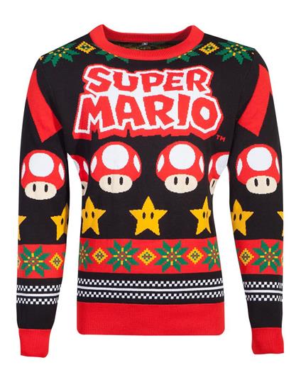 Felpa Unisex Tg. 2XL. Nintendo: Super Mario Knitted Christmas Black