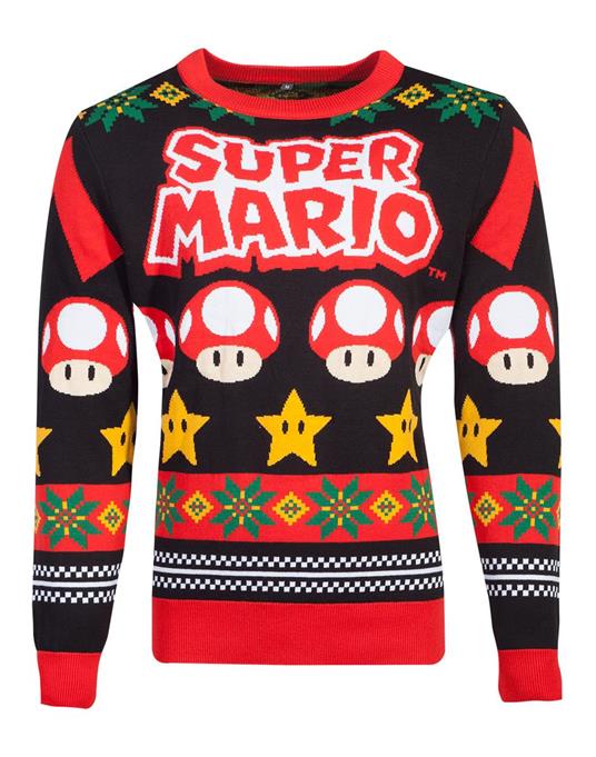 Felpa Unisex Tg. 2XL. Nintendo: Super Mario Knitted Christmas Black