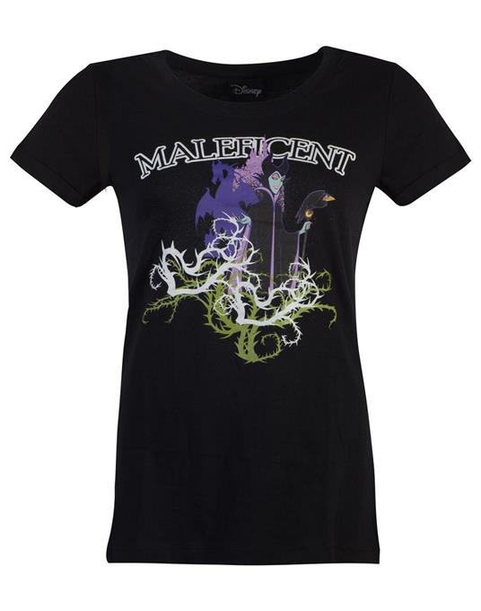 Disney T Shirt Maleficent Gel Printed Logo Nuovo Ufficiale da Donna Skinny Fit Size L