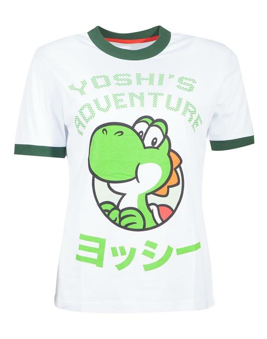 T-Shirt Donna Tg. XL. Nintendo: Super Mario Yoshi Adventure Skinny White