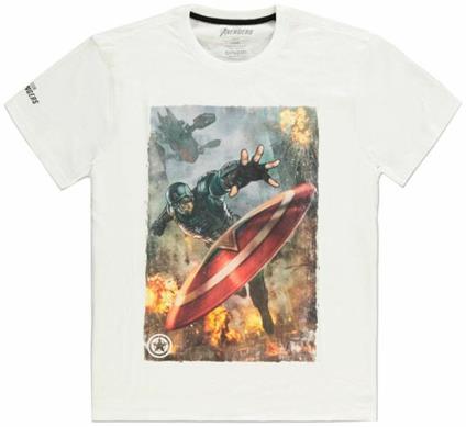 T-Shirt Unisex Tg. L Avengers Captain America White