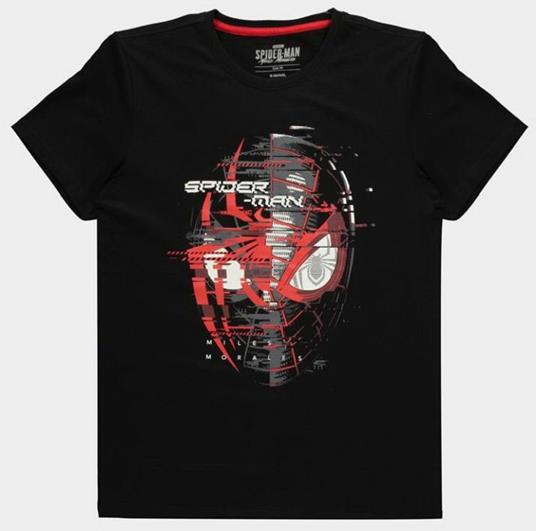 T-Shirt Unisex Tg. S Marvel Spider-Man Miles Morales Spider Head Black