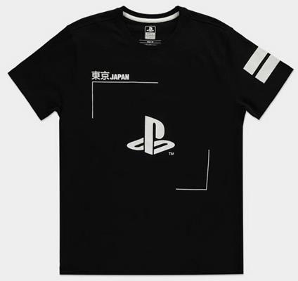 T-Shirt Unisex Tg. M Sony Playstation Black & White Logo Black