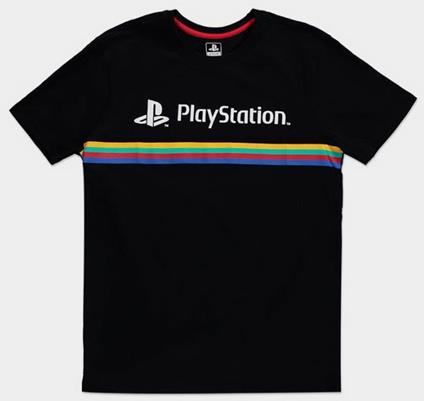 T-Shirt Unisex Tg. S Sony Playstation Color Stripe Logo Black