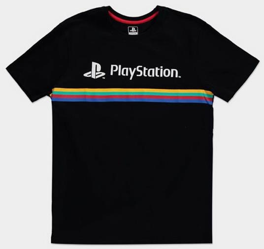 T-Shirt Unisex Tg. M Sony Playstation Color Stripe Logo Black