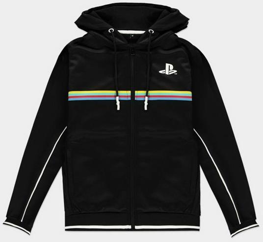 Felpa Con Cappuccio Unisex Tg. L Sony Playstation Color Stripe Black