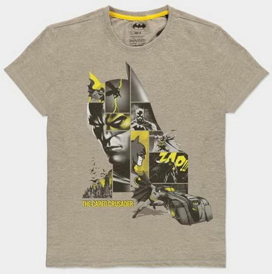 T-Shirt Unisex Tg. L Dc Comics Batman Caped Crusader Premium Grey