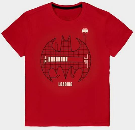 T-Shirt Unisex Tg. M Dc Comics Batman Grid Logo Red