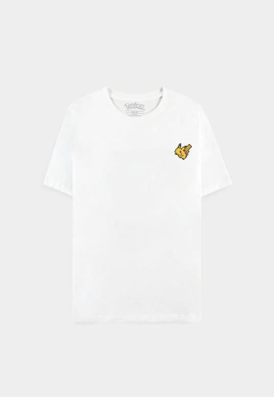 T-Shirt Unisex Tg. XL. Pokemon: Pixel Pikachu White